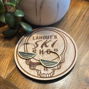 Chic Gold and Hunter Green Hoop Earrings